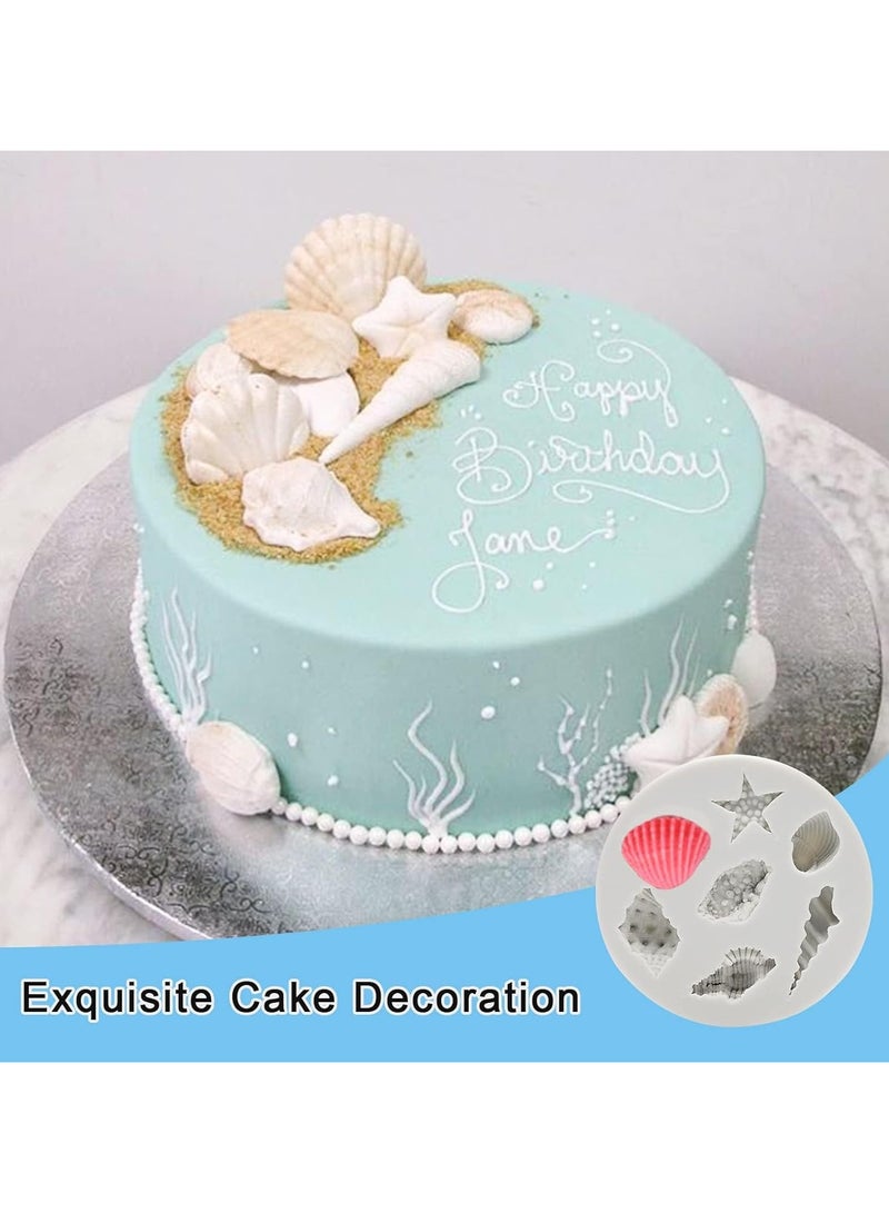 general 3 Pieces Ocean Themed Silicone Fondant Moulds, Shell Conch Starfish Coral Baking Moulds for DIY Ocean Cake Decorating, Chocolate, Candy and Polymer Clay Making - Image 5