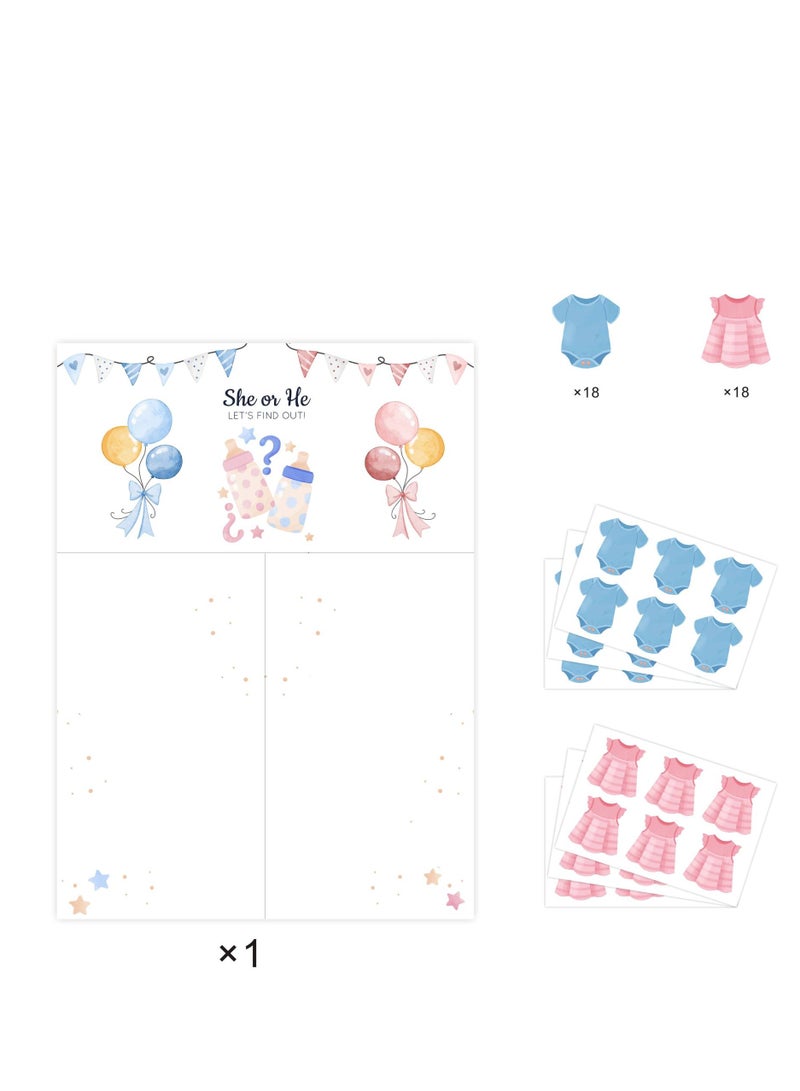 لوحة كشف جنس الطفل مع ملصقات مجموعة ألعاب تصويت حفلة استقبال المولود - Image 1