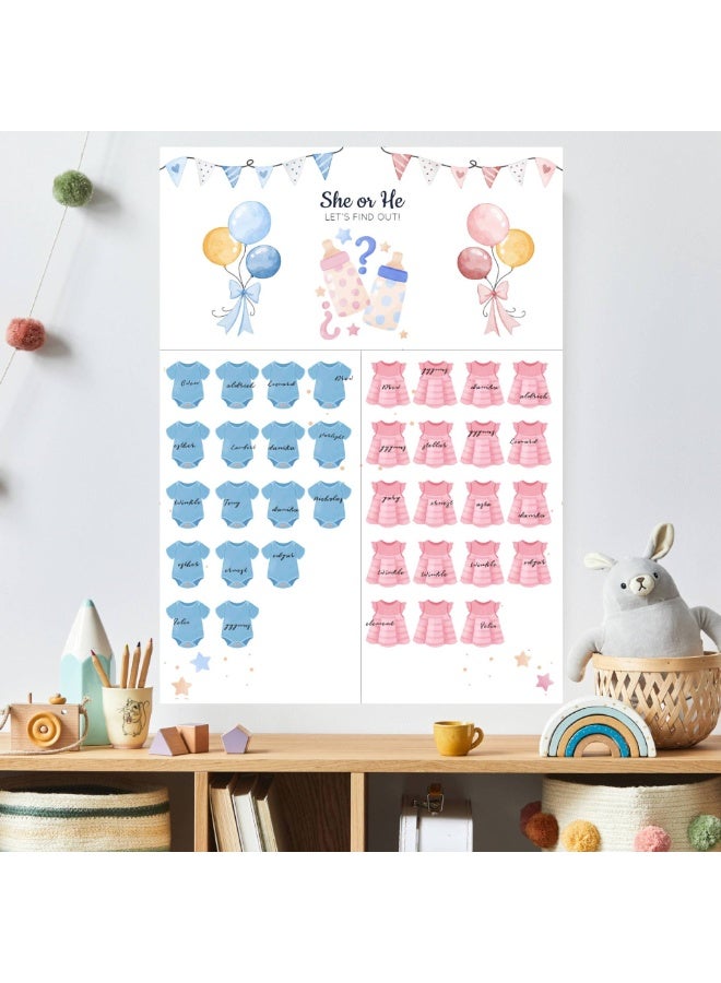 لوحة كشف جنس الطفل مع ملصقات مجموعة ألعاب تصويت حفلة استقبال المولود - Image 3