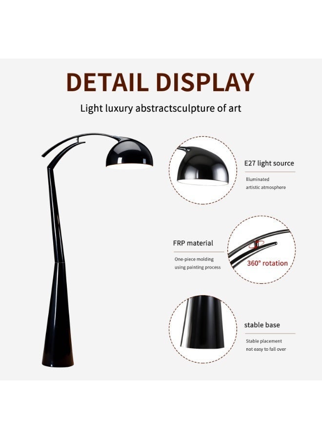 Floor Lamp Modern Black Arc Floor Lamp - FRP Material Artistic Decorative Standing Lamp with Soft Ambient Lighting, Ideal for Living Room & Bedroom, Middle East Luxury Home Decor & Stylish Interior Accent Light - Image 2