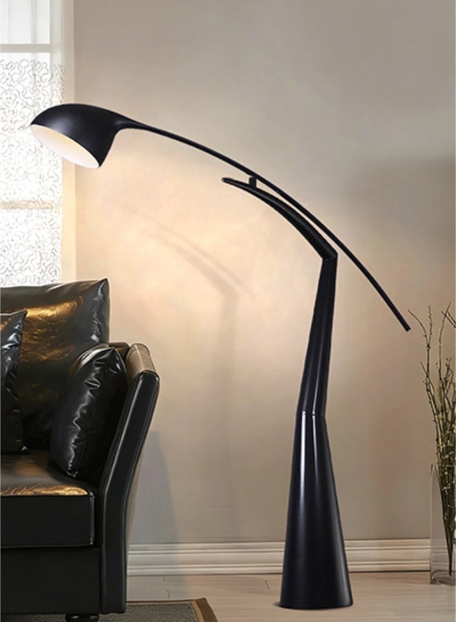 Floor Lamp Modern Black Arc Floor Lamp - FRP Material Artistic Decorative Standing Lamp with Soft Ambient Lighting, Ideal for Living Room & Bedroom, Middle East Luxury Home Decor & Stylish Interior Accent Light - Image 3