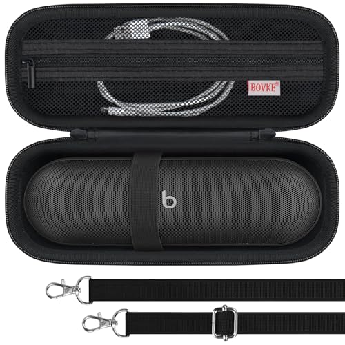 BOVKE Carrying Case for Beats Pill - Portable Bluetooth Speaker, New Beats Pill Wireless Speaker Travel Holder Bag with Extra Mesh Pocket for Charging Cables, Accessories, Black+Black - Image 1