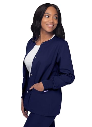 Sivvan Scrubs for Women - Front Snap Warm - Up Jacket - S8306 - Navy - M - Image 3