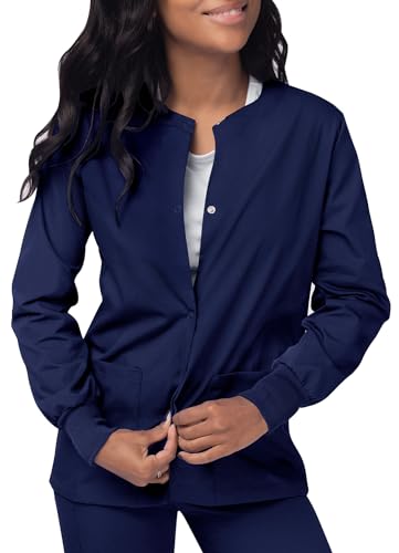 Sivvan Scrubs for Women - Front Snap Warm - Up Jacket - S8306 - Navy - M - Image 4