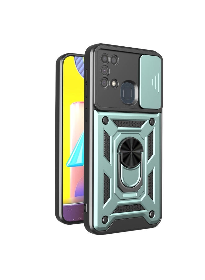 Case Cover Shockproof Protective Case with Camera Protection and Metal Ring Compatible with  Samsung Galaxy M31 (Green)
