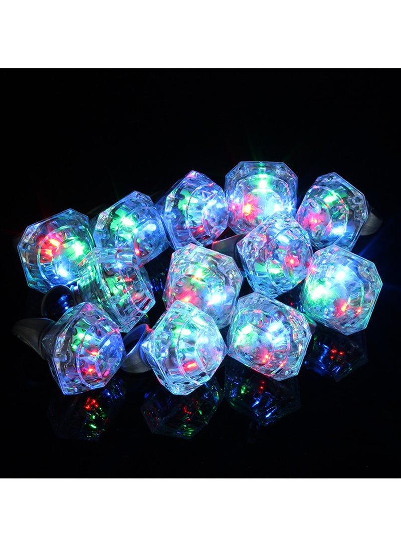 Excefore Light Up Rings 20 Pieces Flashing Plastic Diamond Bling Rings LED Glow Rings for Birthday Parties Weddings Concert - Image 1