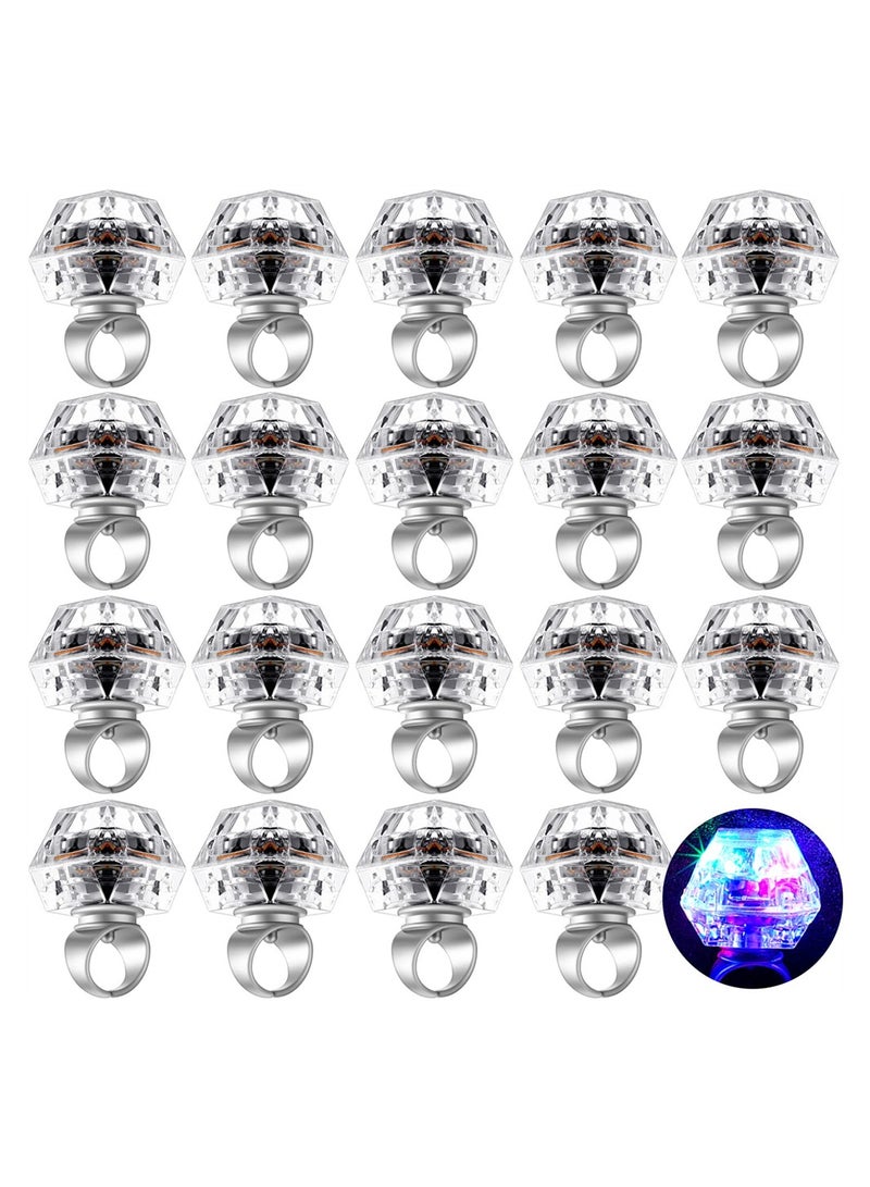 Excefore Light Up Rings 20 Pieces Flashing Plastic Diamond Bling Rings LED Glow Rings for Birthday Parties Weddings Concert - Image 2