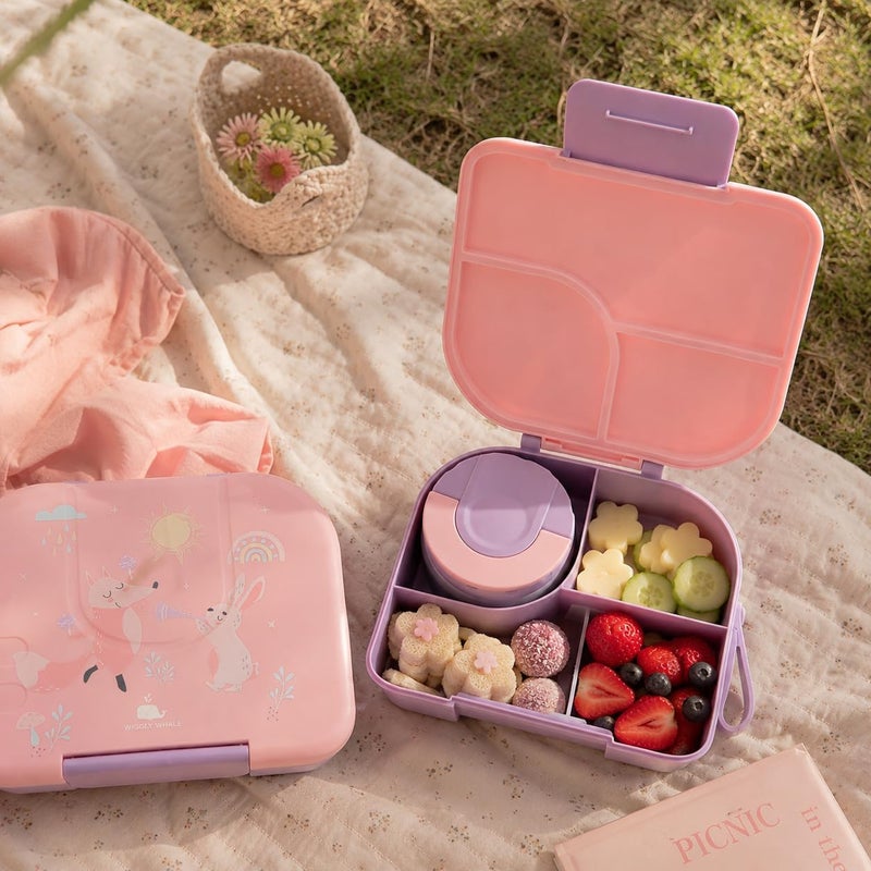 WIGGLY WHHALE Kids Bento Lunch Box 1600ml with Food Jar – Leakproof School Lunch Box for Kids, 4 Compartments, BPA-Free, Lightweight, Insulated Jar Included - Image 5