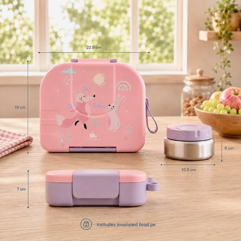 WIGGLY WHHALE Kids Bento Lunch Box 1600ml with Food Jar – Leakproof School Lunch Box for Kids, 4 Compartments, BPA-Free, Lightweight, Insulated Jar Included - Image 4