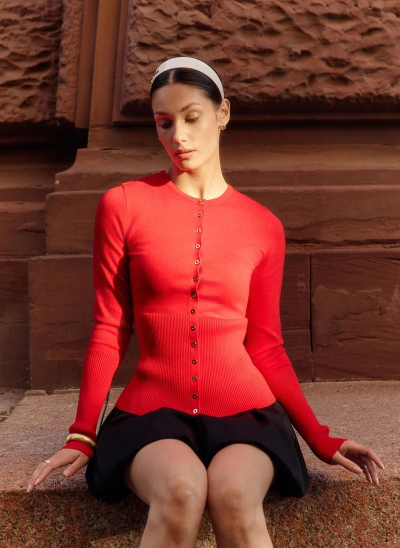Lichi  Knitted cardigan with small button fastening for Women | Best Price UAE