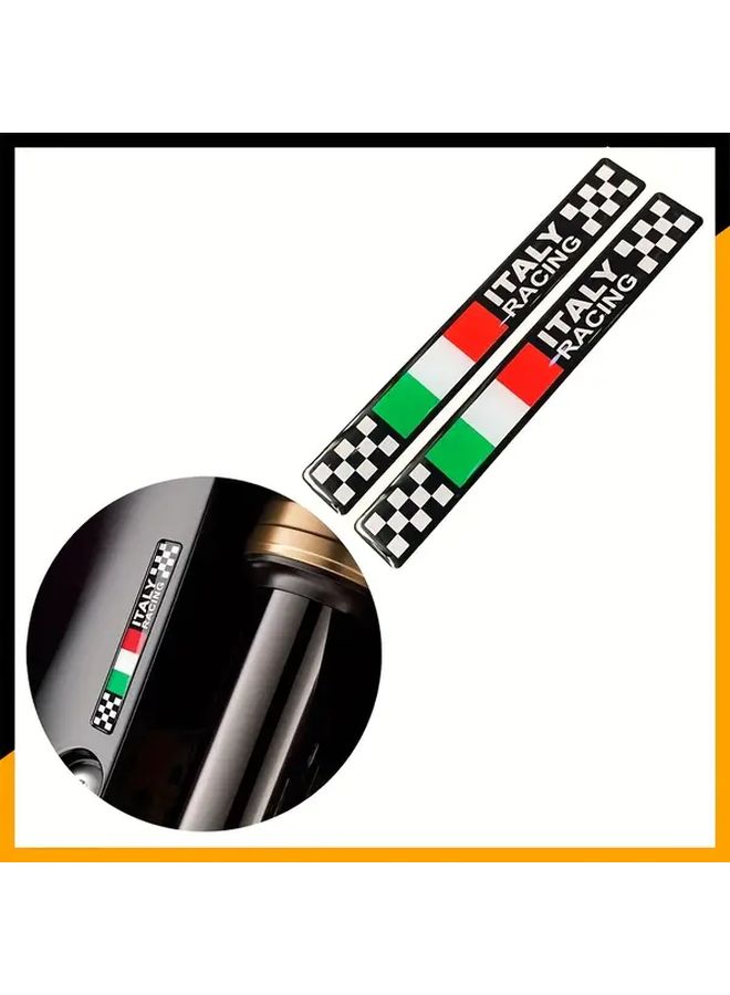 ملصقات راتنجية ثلاثية الأبعاد عاكسة للعلم الإيطالي للخوذات 2 قطعة - Image 4