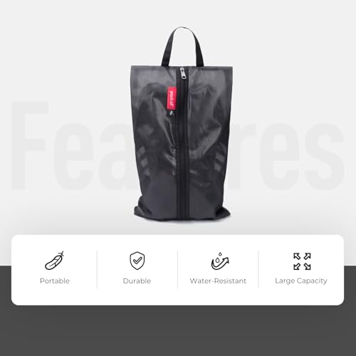 pack all حقيبة أحذية كبيرة الحجم للسفر، حقيبة أحذية مقاومة للماء للجيم، حقيبة أحذية كرة القدم مقاومة للرائحة للرياضة (أسود، عبوة 2) - Image 3
