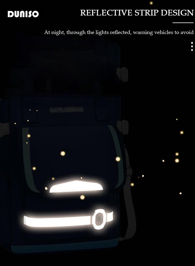 DUNISO Oxford Cloth 3 Layers Primary School Kids Backpack,Portable Multifunctional Book Bag With Adujustable Strap,Waterproof Large Capacity Lightweight School Book Bag with Reflective Strips and Bottle Side Pockets for Aged 7-15 Boys,Suitable for Outing And School - Image 5