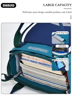 DUNISO Oxford Cloth 3 Layers Primary School Kids Backpack,Portable Multifunctional Book Bag With Adujustable Strap,Waterproof Large Capacity Lightweight School Book Bag with Reflective Strips and Bottle Side Pockets for Aged 7-15 Boys,Suitable for Outing And School  - Image 3