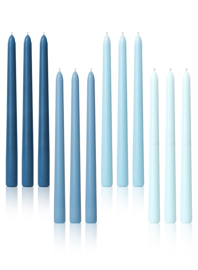 Viyffo 10 Inch Taper Candles Blue Set of 12 Unscented, Dripless, Smokeless Long Tall Tapered Candlesticks Wedding Home Decor Dinner-Natural Color Series - Image 1
