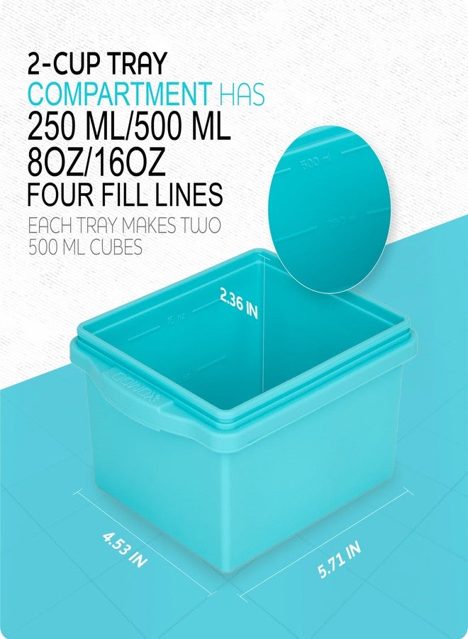 Xomoo 2 Cup Silicone Freezer Trays with Lids, Silicone Soup Freezer Molds - Leakproof, BPA-Free, Stackable, Microwave & Dishwasher Safe, Perfect for Soups, Sauces, Meal Prep, and Baked Goods - 4 Pack - Image 5