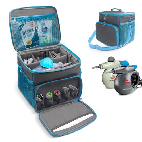 JAYOBGO Carry Bag for Bissell SteamShot Steam 39N7V39N7A Cleaner Handheld Steam Cleaner attachments Adjustable Compartments Large Storage Bag for bissell steamshot accessories Bag Only Gray Blue - Image 1