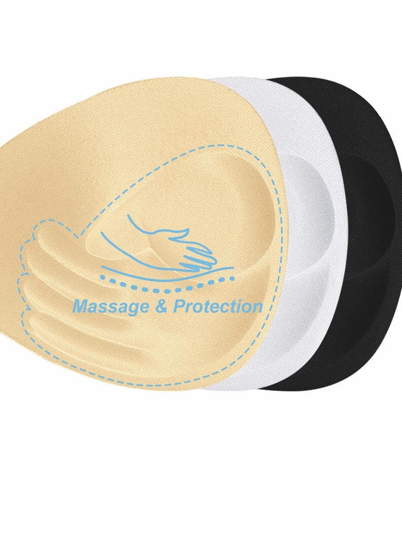 SYOSI - 6 Pieces Bra Pads, Insert Cup Replacement, One Piece Massage Granule Breast Foam Palm Rest Pads for Bikini Tops Swimwear Sports Underwear Spacers(Beige, Black, White) - Image 1