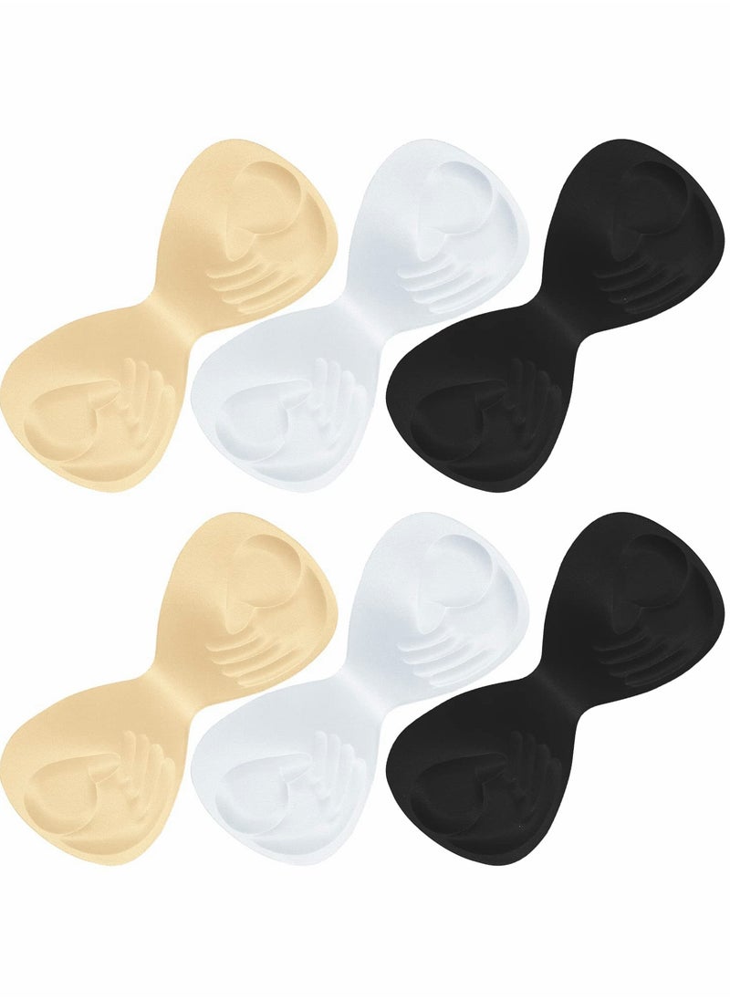 SYOSI - 6 Pieces Bra Pads, Insert Cup Replacement, One Piece Massage Granule Breast Foam Palm Rest Pads for Bikini Tops Swimwear Sports Underwear Spacers(Beige, Black, White) - Image 1