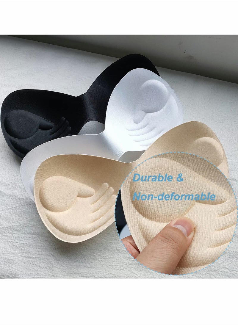 SYOSI - 6 Pieces Bra Pads, Insert Cup Replacement, One Piece Massage Granule Breast Foam Palm Rest Pads for Bikini Tops Swimwear Sports Underwear Spacers(Beige, Black, White) - Image 1