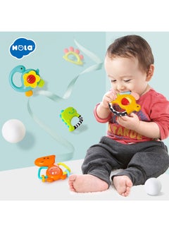 HOLA Hola 5-stages Dinosaur Rattles Teether 5pc Gift Set, Teething Relief, Fine Motor Skills, Bright Colors, Sensory Toys, Baby Toys, Baby Teether, Baby Rattle, Animal Rattle, Age-Specific Rattles from 3M+  - Image 2