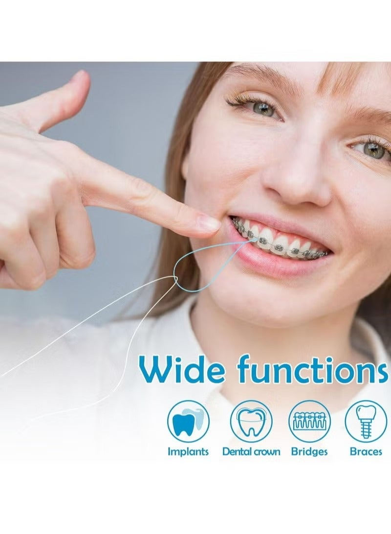 105 Count Dental Floss Threader for Bridges 3 Pack Floss Threaders for Braces Bridges and Implants, Blue