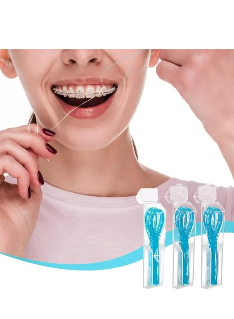 105 Count Dental Floss Threader for Bridges 3 Pack Floss Threaders for Braces Bridges and Implants, Blue