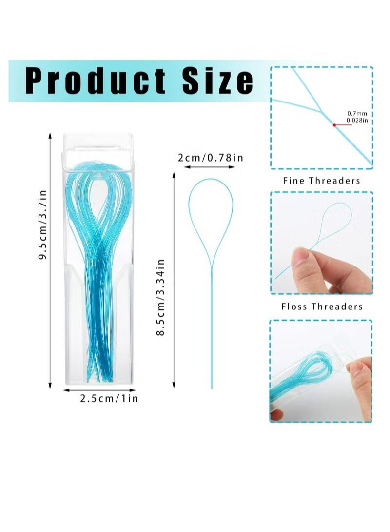 105 Count Dental Floss Threader for Bridges 3 Pack Floss Threaders for Braces Bridges and Implants, Blue