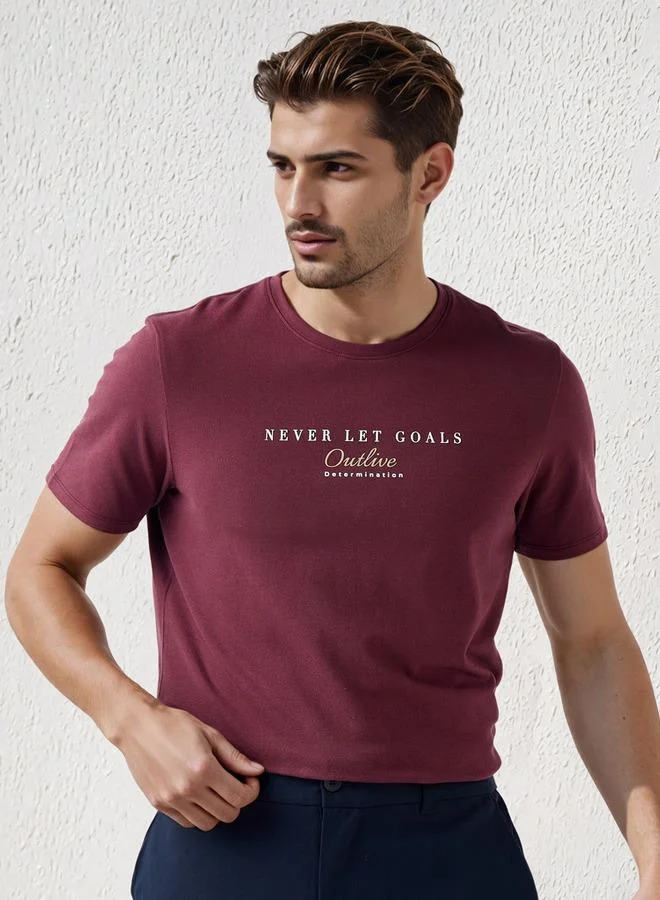 Iconic Iconic Men Slim Fit Crew Neck Short Sleeves Printed T-shirt