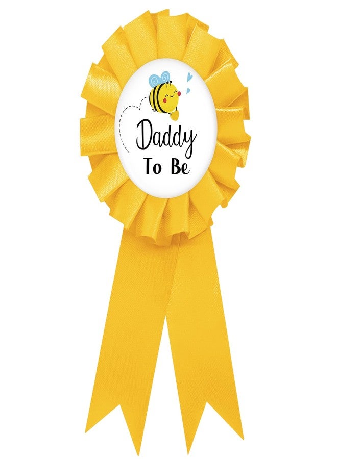 SUPERLUBY Daddy to Bee Tinplate Badge Pin, Bee Daddy to Be Pin for Men, Bee Gender Reveal Brooch Button Pin, Yellow Rosette Daddy to Bee Button for Baby Shower/Newborn Baby Party Celebration - Image 1