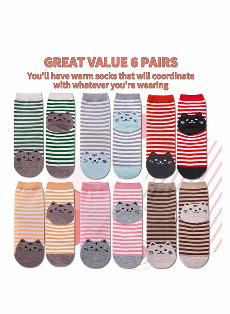 Y&D Women Socks, Girl Cartoon Animal Cute Casual Cotton Novelty Crew Winter Athletic Warm Hiking Soft Thick Mid Calf Socks Gifts, Running for Running, Cycling, Sports (6 Pairs) - Image 5