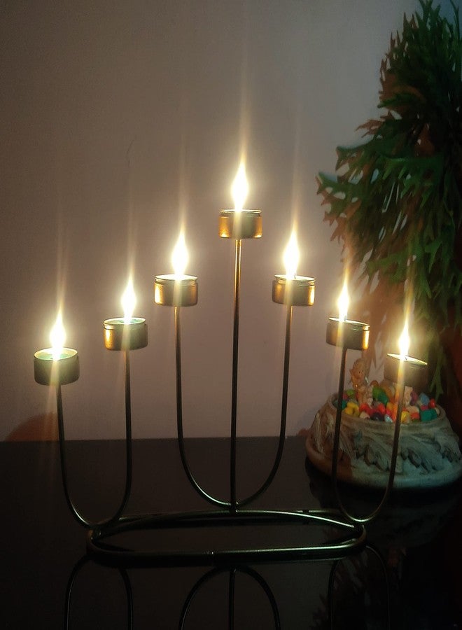 ATRANGEE Bystreet Artisans Home Decors Candle Stand Tea Light Holder for Valentine's Day Decoration Theme Party Decorations Table Top Centerpiece Candle Holder (7 Slot Golden) - Image 5