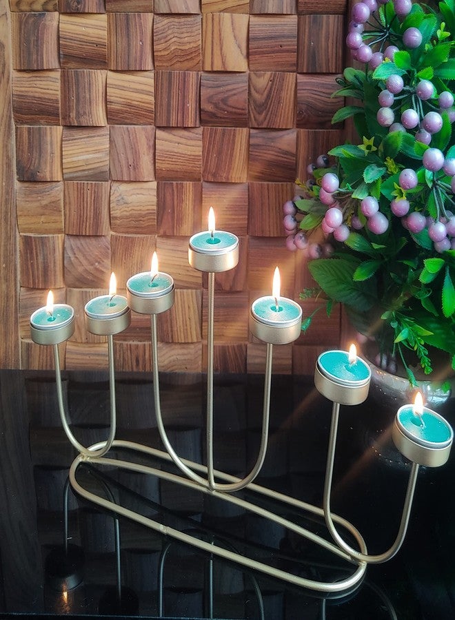 ATRANGEE Bystreet Artisans Home Decors Candle Stand Tea Light Holder for Valentine's Day Decoration Theme Party Decorations Table Top Centerpiece Candle Holder (7 Slot Golden) - Image 2