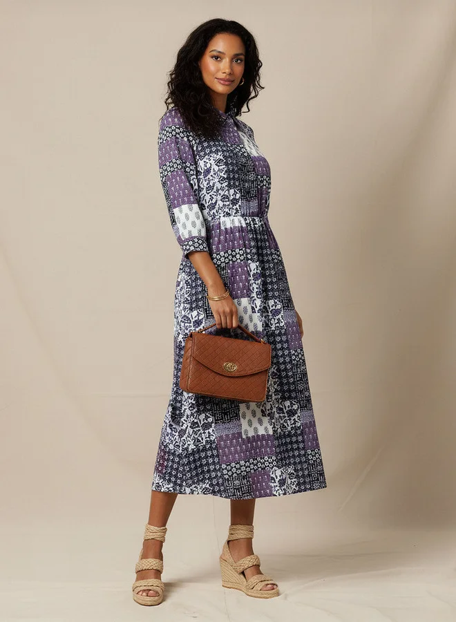 Splash FAV Midi Shirt Dress with Floral Print