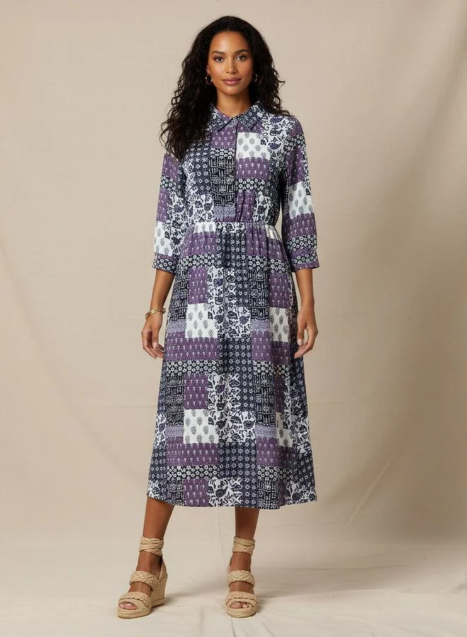 Splash FAV Midi Shirt Dress with Floral Print