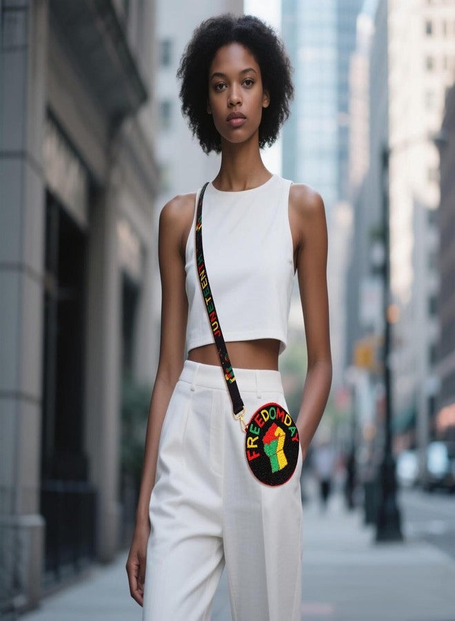 سيالكسهيني حقيبة يد نسائية مزينة بالخرز على الطراز الأفريقي، حقيبة كروسبودي، حقيبة كتف، هدية بمناسبة شهر التاريخ الأسود، زي أفريقي (النمط ب) - Image 3