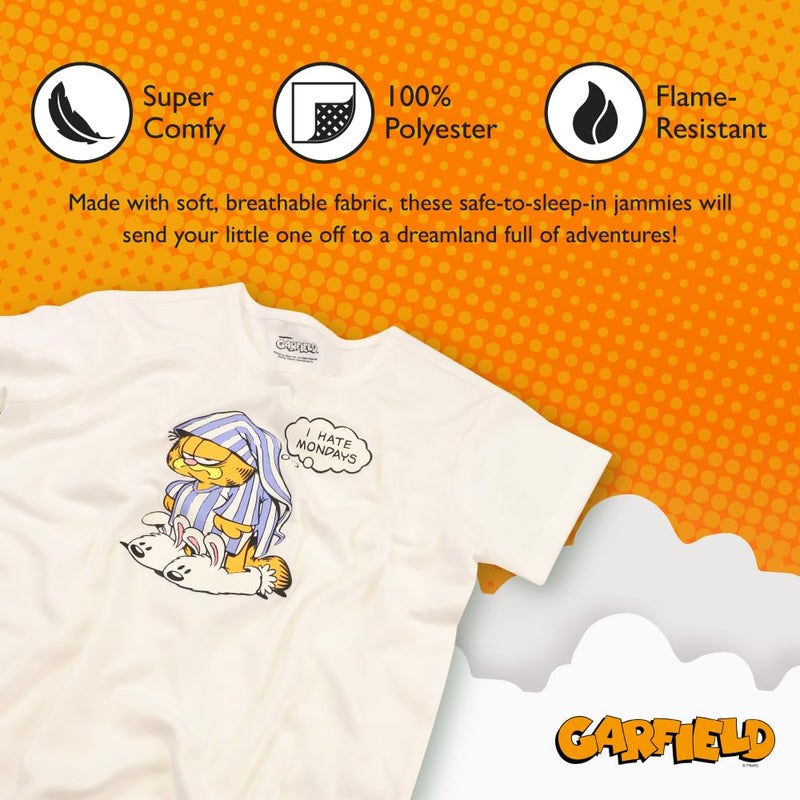 Garfield Girls' 2-Piece Loose-Fit Pajama Set, GRUMPY GARFIELD SHORTS, 4 - Image 3