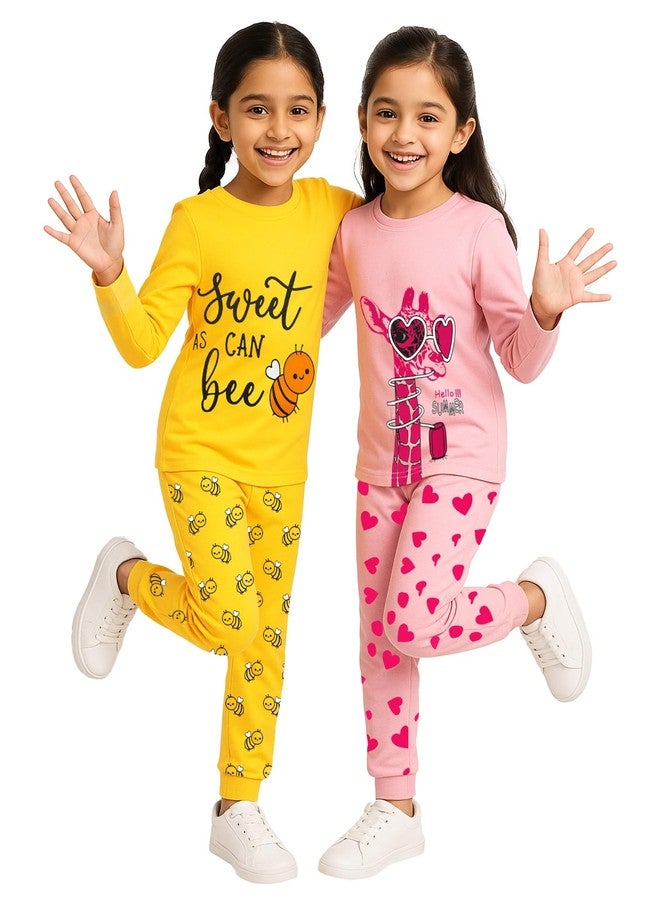 Kuchipoo Baby Girl Regular Fit Cotton T-Shirts and Pyjamas Set (KUC-PSUT-166, 12-18 Months, Multi-Colored) - Image 1