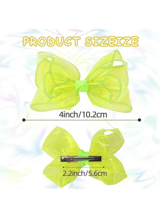 CN Waterproof Jelly Hair Bows, Multi-colored PVC Summer Swim Pool Bow Clips Transparent Hair Accessories for Girls Toddler Infants Kids Teens Children (Swim Pool Bows, 4inch) - Image 4