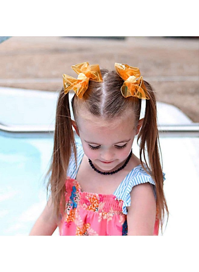 CN Waterproof Jelly Hair Bows, Multi-colored PVC Summer Swim Pool Bow Clips Transparent Hair Accessories for Girls Toddler Infants Kids Teens Children (Swim Pool Bows, 4inch) - Image 2