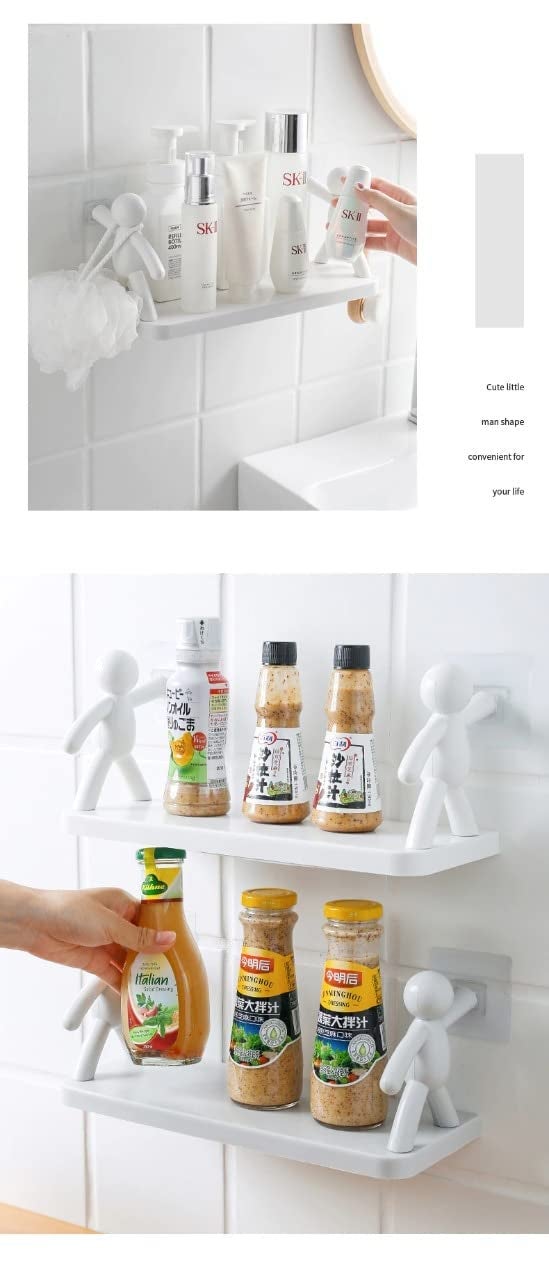 EBOFAB Plastic Multipurpose Bathroom Accessories Kitchen Bathroom Shelf Wall Holder Storage Rack Organizer - Image 5
