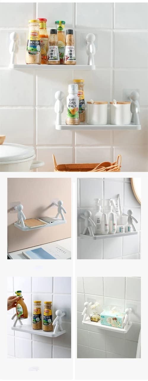 EBOFAB Plastic Multipurpose Bathroom Accessories Kitchen Bathroom Shelf Wall Holder Storage Rack Organizer - Image 4