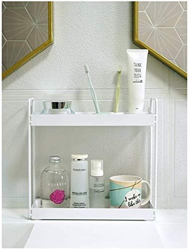 Cri8Hub Premium 2-Tier Standing Kitchen Rack, Heavy Metal Bathroom Countertop Storage Rack, Dish Rack for Kitchen Organizer, Spice Rack, Corner Self,Storage Shelf,Cosmetic Shelf Rack, (White) - Image 3