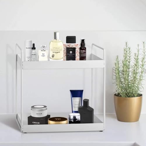 Cri8Hub Premium 2-Tier Standing Kitchen Rack, Heavy Metal Bathroom Countertop Storage Rack, Dish Rack for Kitchen Organizer, Spice Rack, Corner Self,Storage Shelf,Cosmetic Shelf Rack, (White) - Image 4