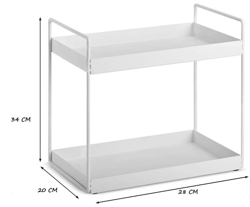 Cri8Hub Premium 2-Tier Standing Kitchen Rack, Heavy Metal Bathroom Countertop Storage Rack, Dish Rack for Kitchen Organizer, Spice Rack, Corner Self,Storage Shelf,Cosmetic Shelf Rack, (White) - Image 2