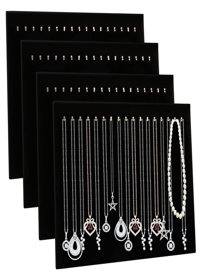 CertBuy 4 Pack Black Velvet Necklace Display Stands for Selling Jewelry Necklace Display Stand with 17 Hooks Jewelry Storage Holder for Chain - Image 1