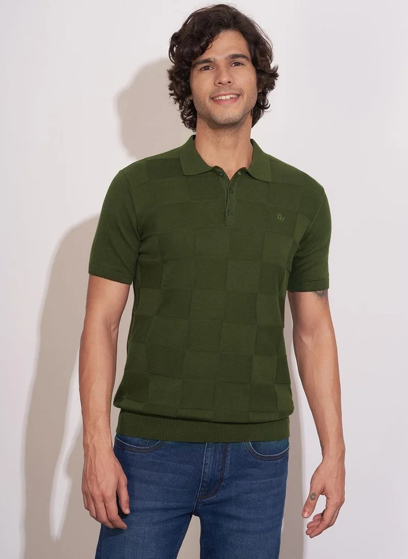 Being Human Men Regular Fit Self Design Polo Collar Short Sleeve T-shirt