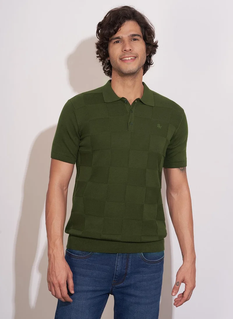 Being Human Men Regular Fit Self Design Polo Collar Short Sleeve T-shirt