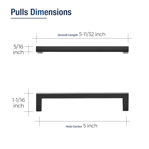 JOY DECOR 30 Pack Cabinet Pulls – Slim Square Bar, 5 Inch Hole Center, Matte Black Solid Build | Modern Look | Easy Install | fits Kitchen Drawer & Dresser - Image 2