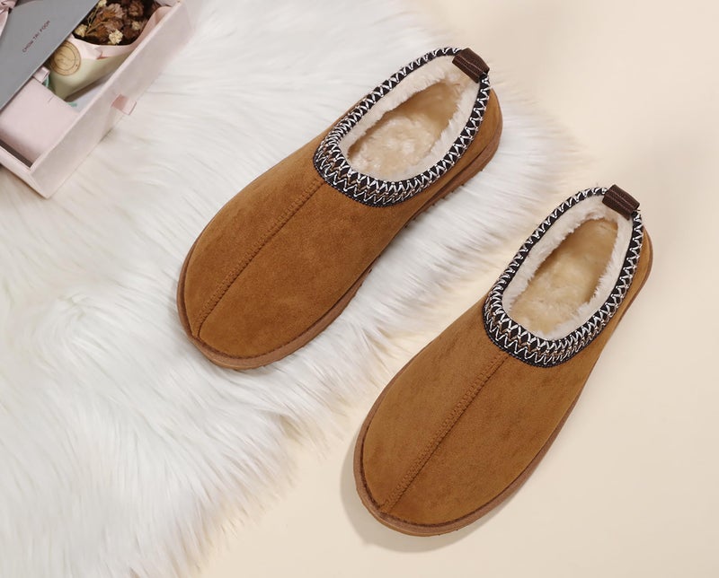 SMajong Women's Fuzzy Slippers Cozy Memory Foam House Shoes Winter Warm Loafer Slippers Indoor,Brown 8.5 US - Image 2